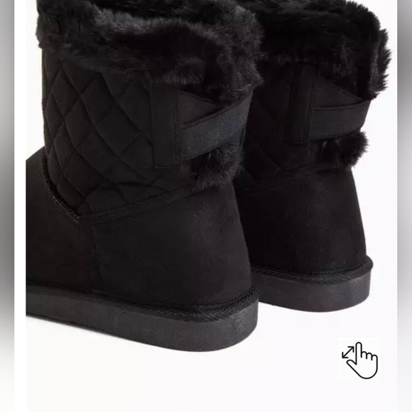 Faux Fur Trimmed Quilted Cozy Booties (WW) - Picture 2 of 10
